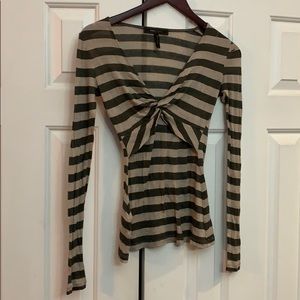 😍BCBGMaxazria Striped KhakiGreenBrownish beigish Top ** see last pic